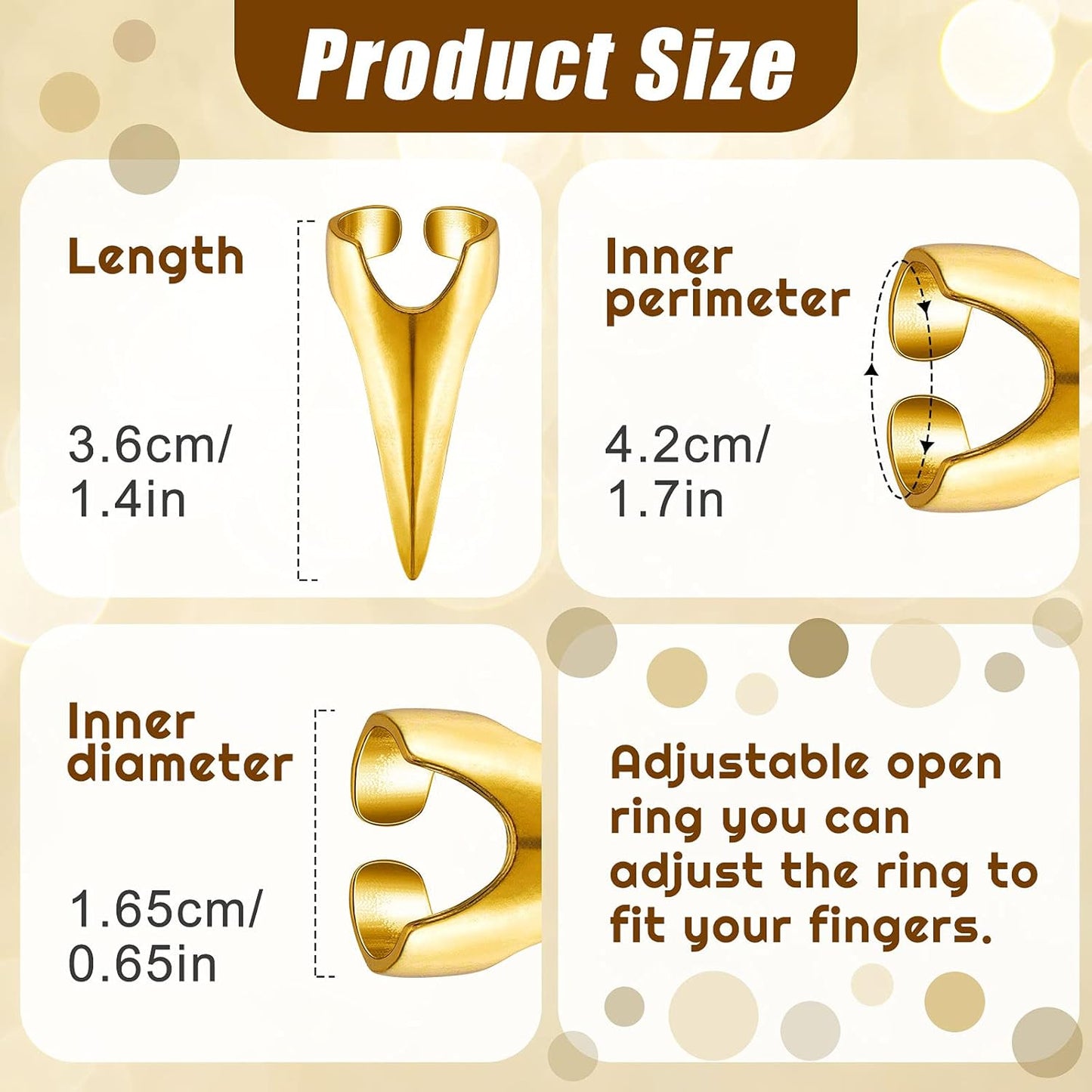 10 Pieces Adjustable Hair Parting Tool Sectioning Ring Stitch Braids Aid Finger Retro Hair Extensions Braiding Supplies Cosplay Nail Metal Claws Rings Art Holiday Party Styling(Gold)