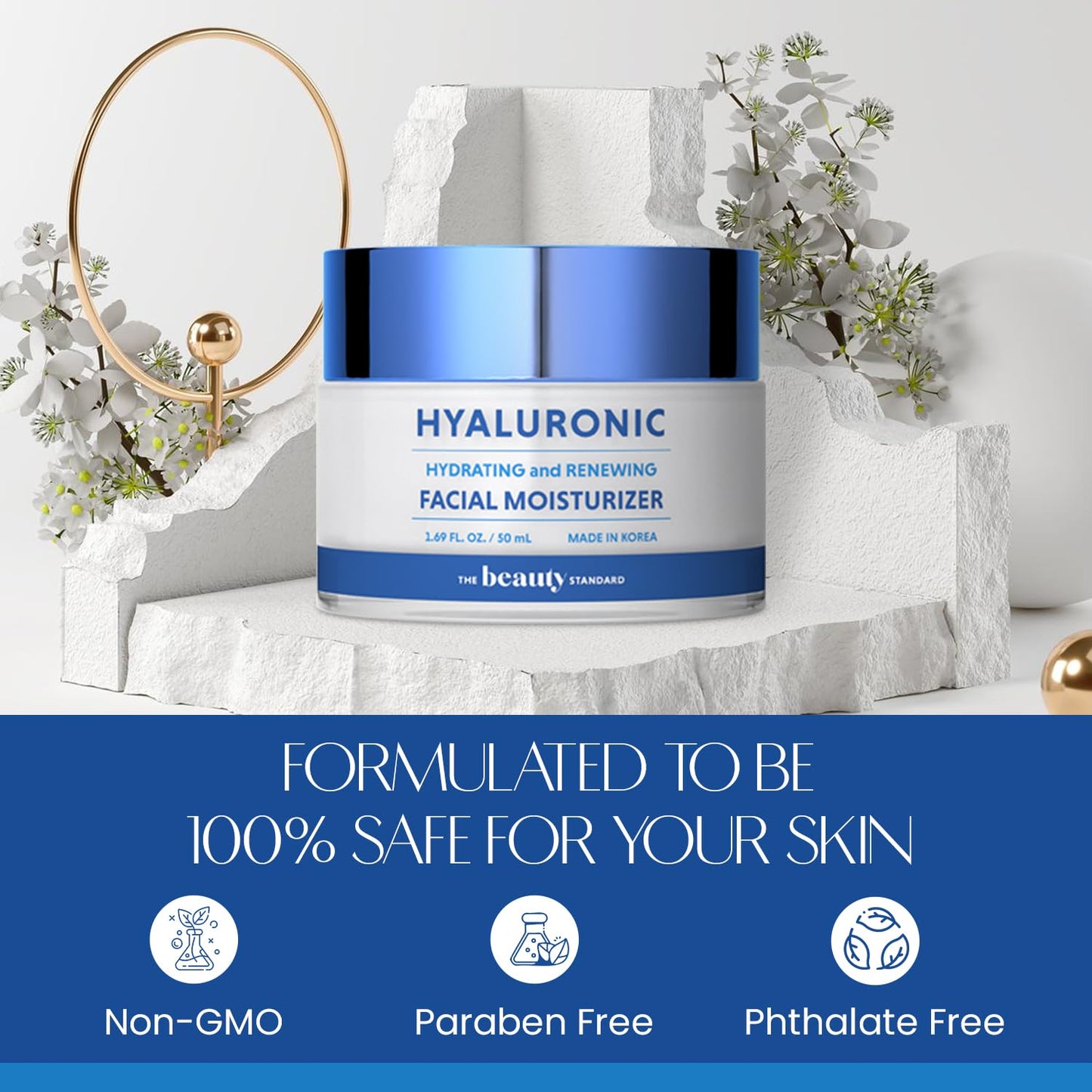 Hyaluronic Acid Daily Face Moisturizer - Anti-Aging, Skin Firming, Hydrating - Dermatologist Tested, Cruelty-Free Korean Skin Care for All Skin Types - 1.69 fl. oz (2 Pack)