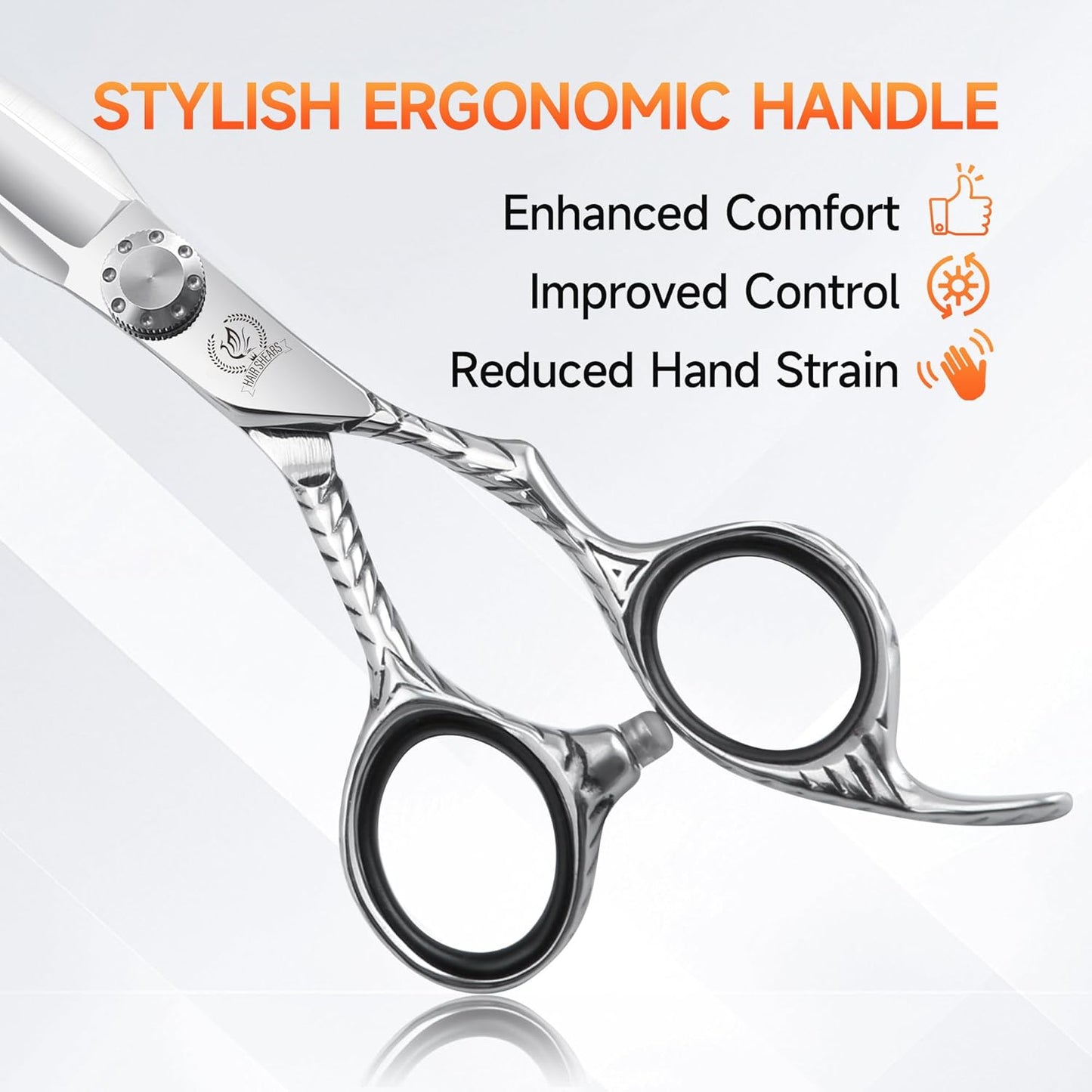 Fenice Peak Straight Hair Cutting Scissors 5.5'' Barber Haircut Shears with Sharp Razor Edge 440C Hair Scissors with Engraving Handle for Salon and Home User