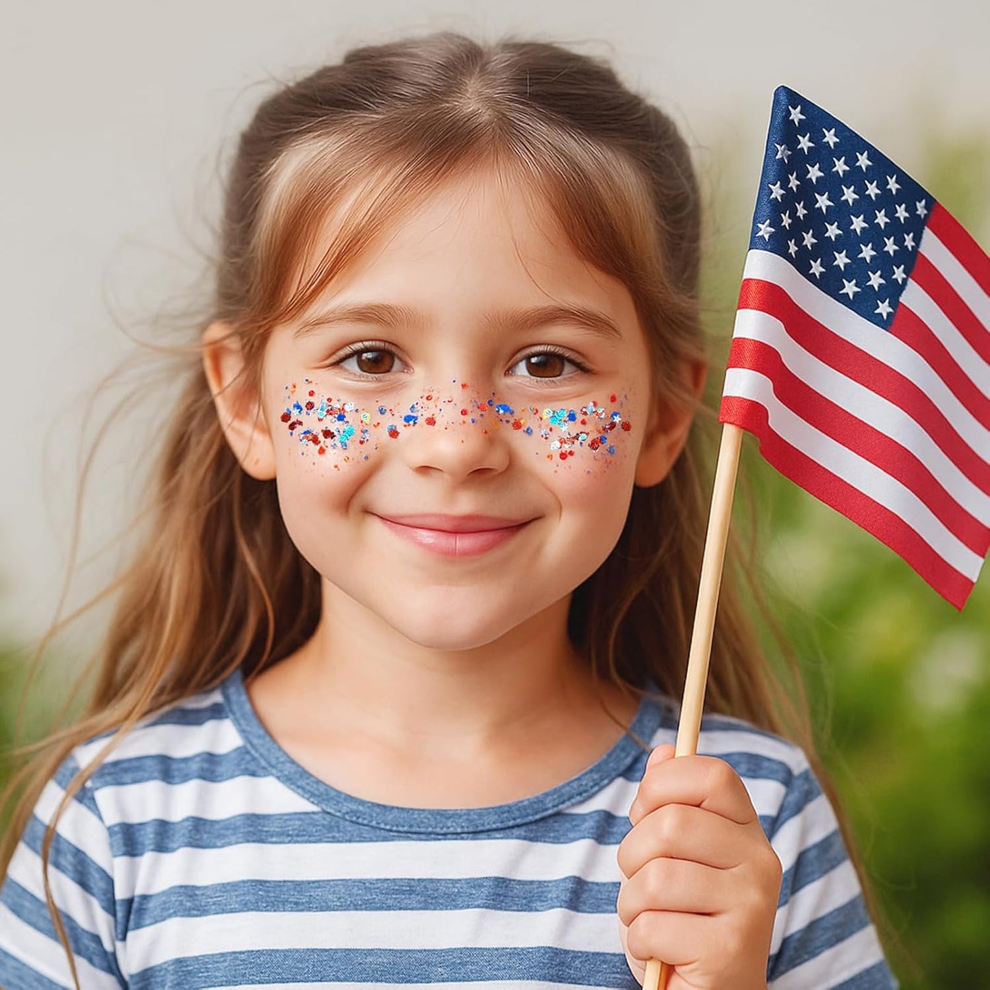 Mysense Patriotic Red White and Blue Body Glitter Stick,4th of July Accessories,Sparkling Face Hair Glitter for Fourth of July Outfit Women Kids,American Pride USA Flag Makeup for Independence Day