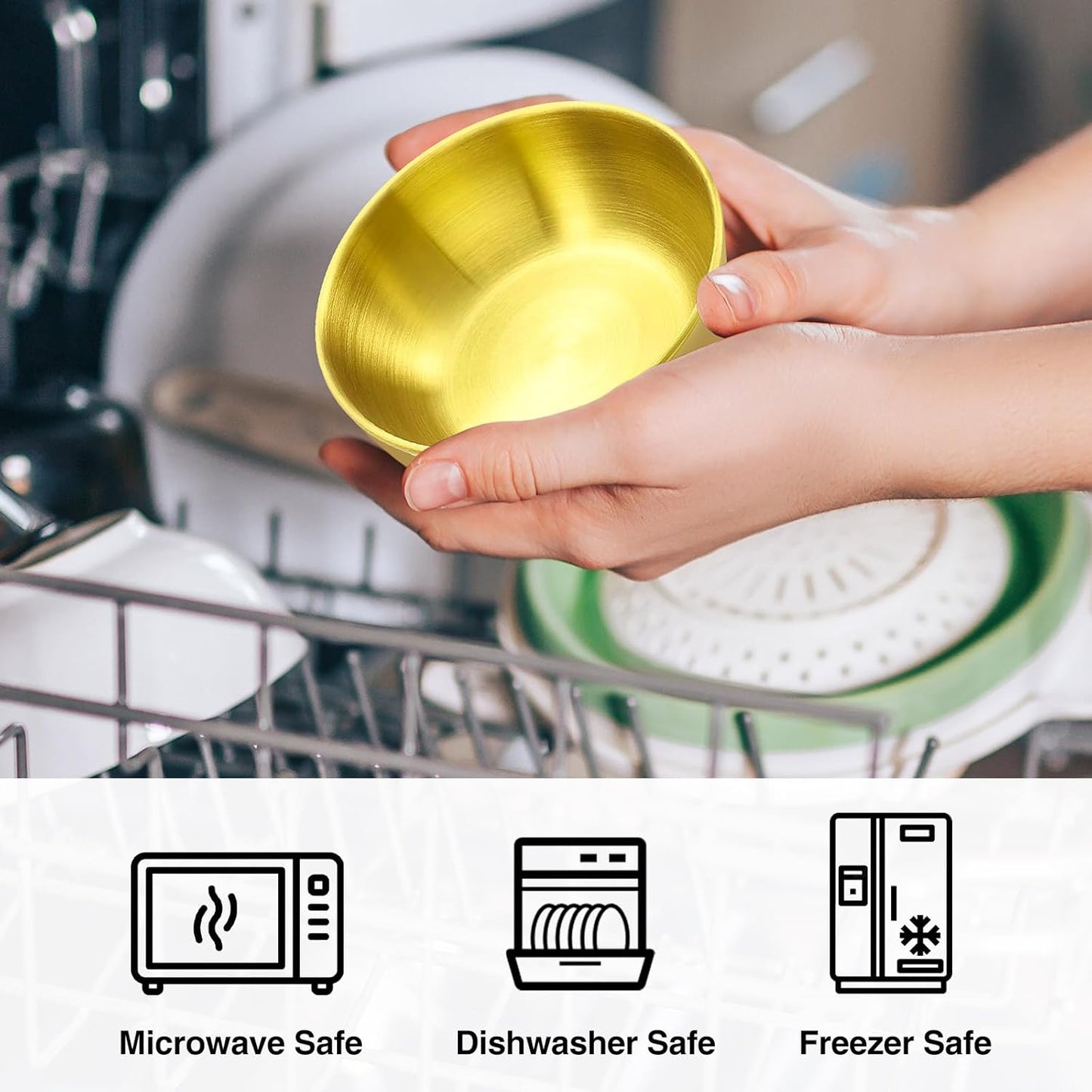 10 Pack Gold Stainless Steel Mini Bowls 3.2 Inch Small Sauce Dishes for Sushi Dipping, Condiments, Desserts & Facial Mask Mixing (Gold)