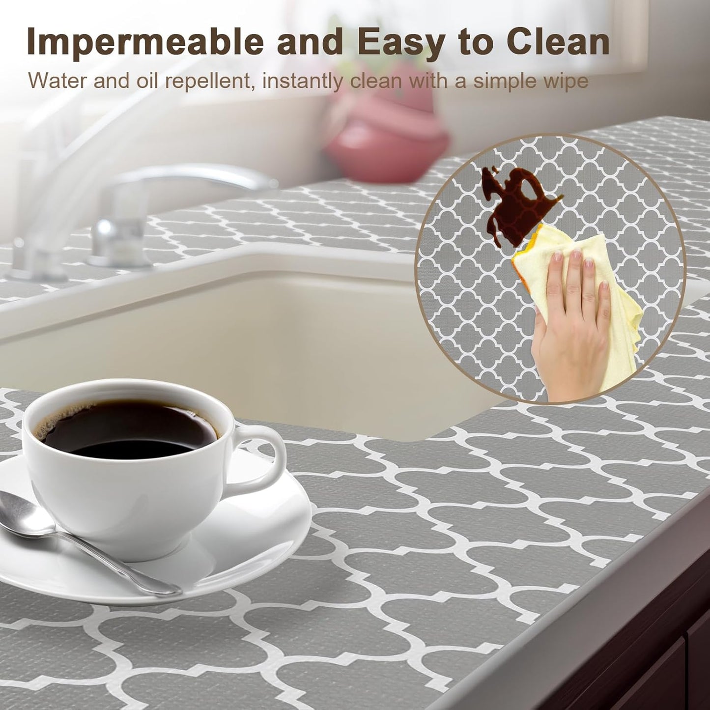 OcePor Non-Adhesive Drawer and Shelf Liner 12IN x 20FT，Non Slip Cabinet and Cupboard Liner, Kitchen Cabinet Liners for Shelves, Waterproof Drawer Shelf Liners for Cabinets/Bathroom Cupboard