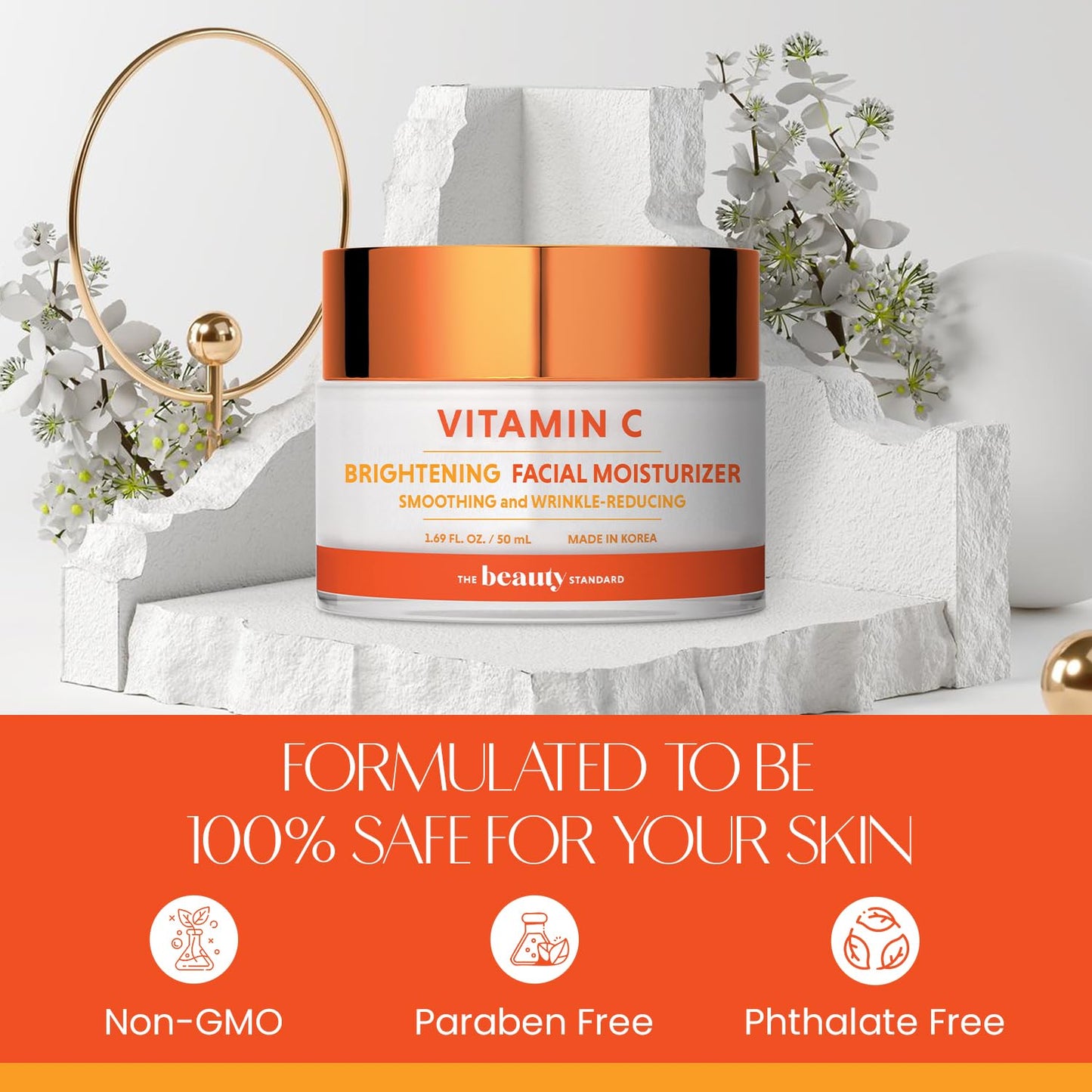 Vitamin C Facial Moisturizer - Hydrating & Anti-Aging, Smooths & Brightens Skin - Dermatologist Tested, Clean Beauty, Cruelty-Free Korean Skin Care for All Skin Types - 1.69 fl. oz