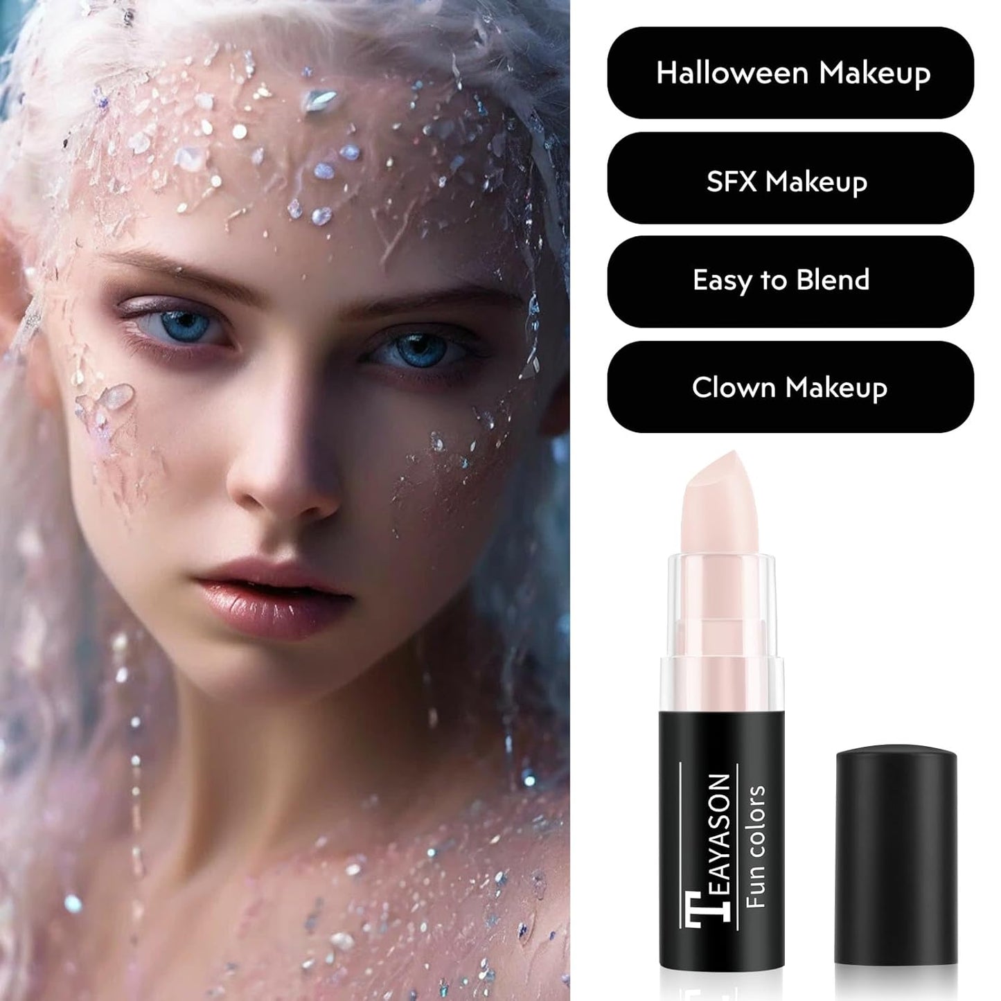 Nude Pink Face Body Paint Stick, Matte Nude Pink Lipstick Eye Black Stick Face-Paint Make Up, Long Lasting Waterproof Makeup for Halloween SFX Stage Costume Cosplay Makeup
