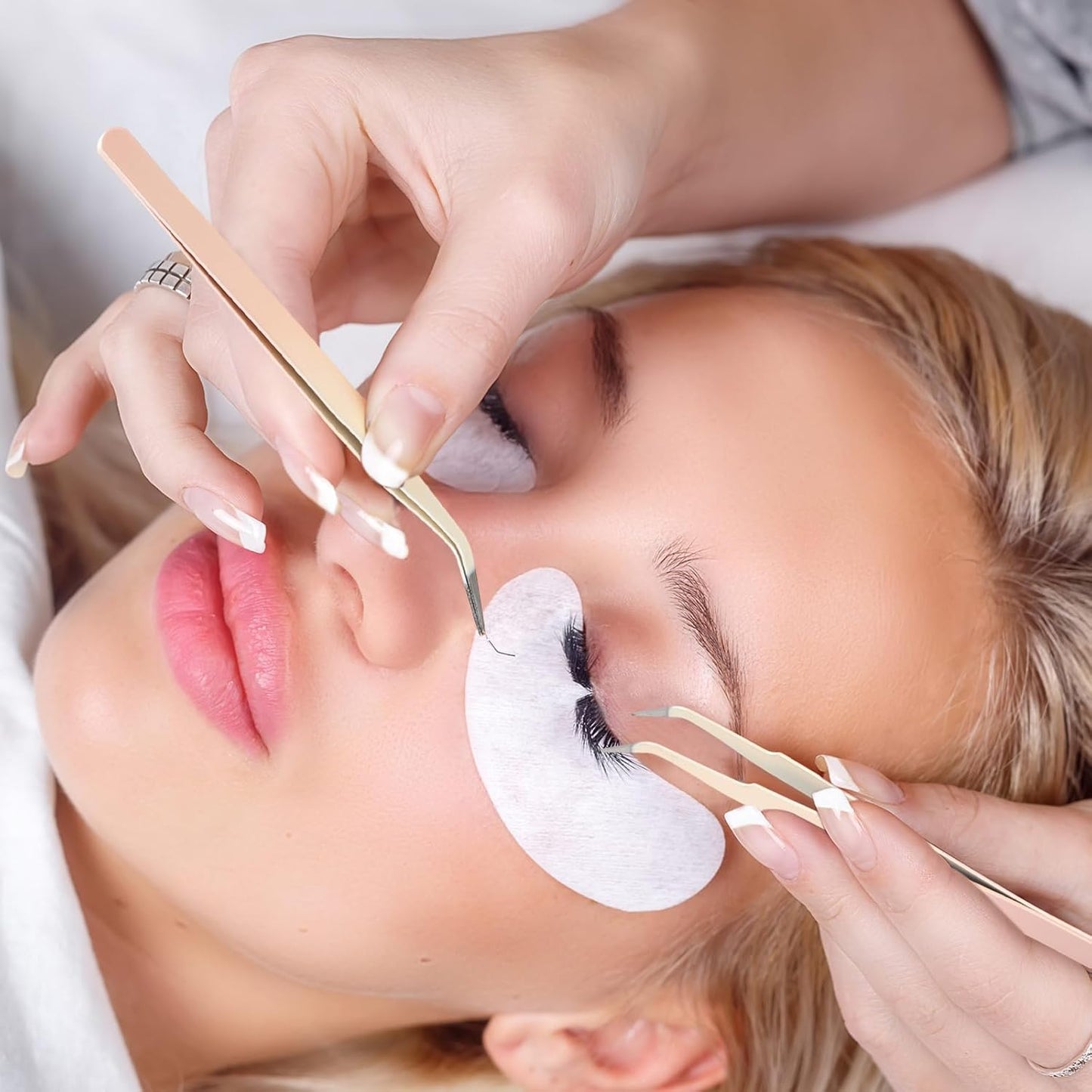 Honoson 9 Pieces Curved Pointed Craft Tweezers Stainless Steel Precision Tweezer with Protective Cover for Rhinestones Dried Flowers Craft Stickers Eyelash Extension Jewelry Making (Gradient Pink)