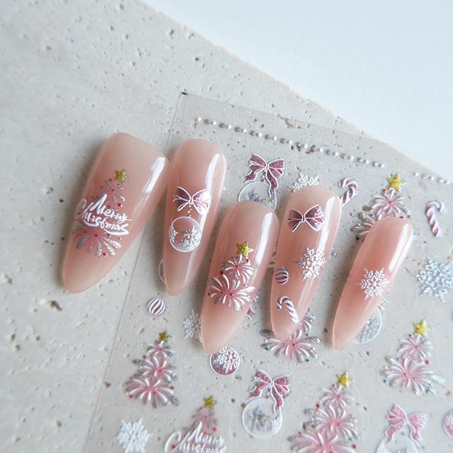 Christmas Fireworks Nail Art Stickers, Sparkling Nail Decals, Self-Adhesive Nail Accessories