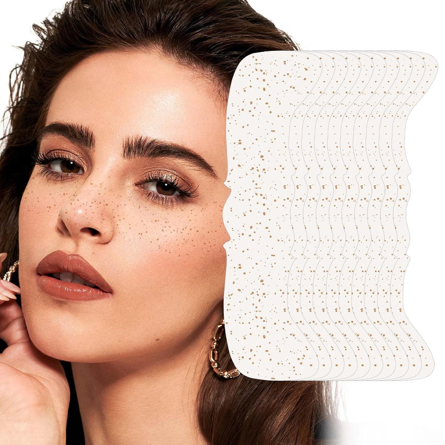 10 Pcs Glitter Freckles Face Tattoo, Face Glitter Makeup Patches, Waterproof Sparkle Freckles Tattoo Fairy Makeup Accessories For Women (Brown)