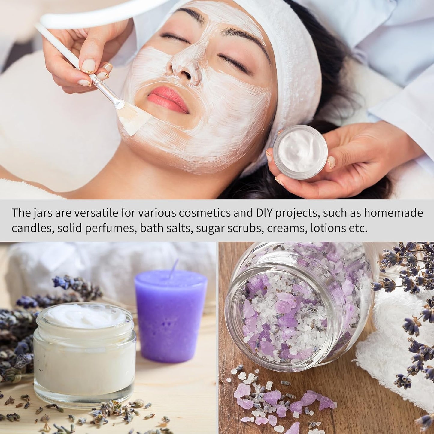 KEYWING 2 oz Small Glass Jars with Black Lids, 48 Pack Clear Glass Cosmetic Jars, Empty Sample Container with Inner Liners for Lotions, Cream, Ointments and Powders