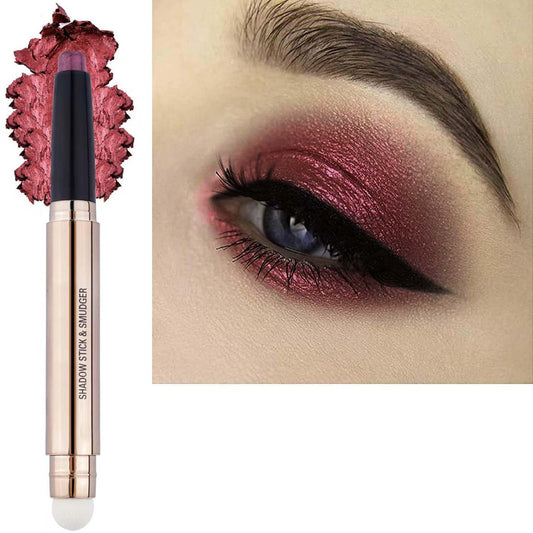 Romantic Red Eyeshadow Stick Makeup, Long-Lasting Waterproof Eye Shadow Pencil, Hypoallergenic Smudge-Proof Glitter Primer Palette Shimmer Eyeliner, Easy to Blend Eye Make Up