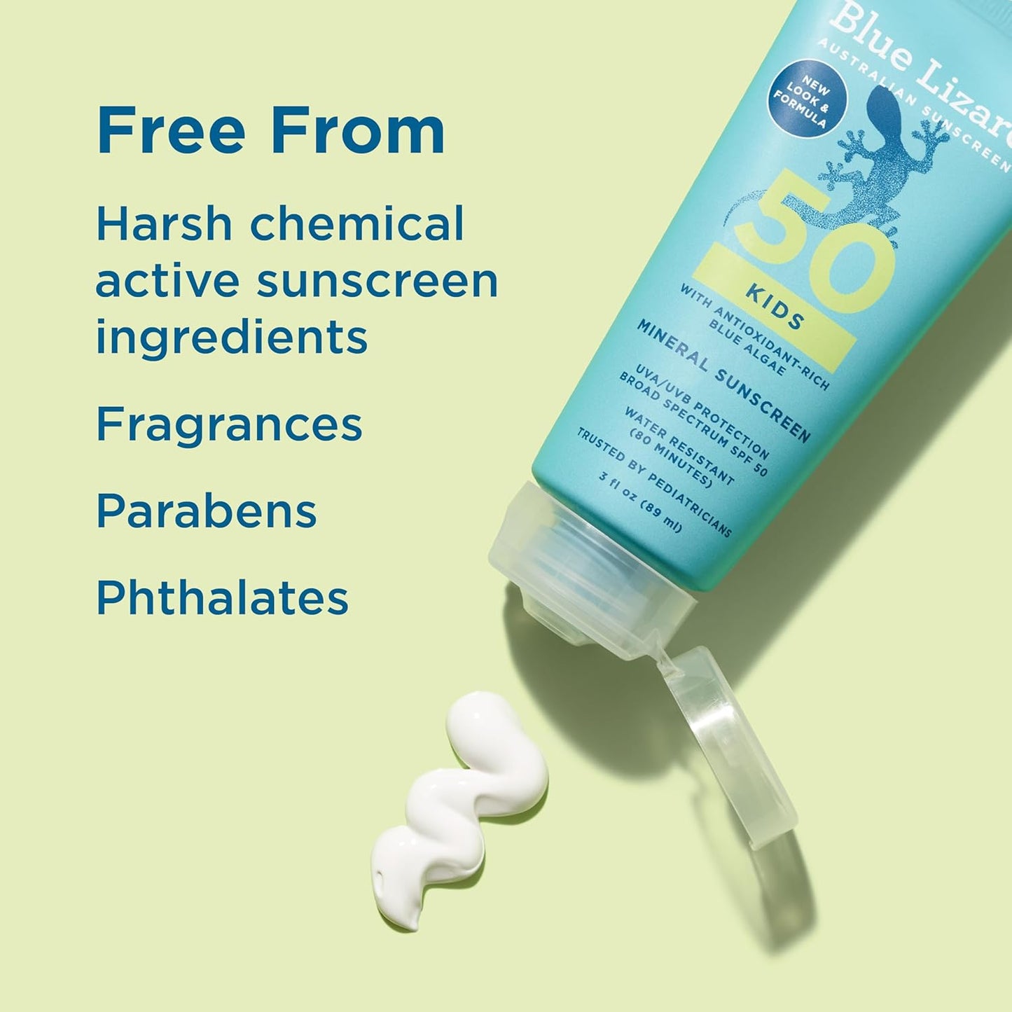 Blue Lizard Kids Mineral SPF 50 Sunscreen Lotion, 100% Mineral, Children’s Sunscreen, Water-Resistant Formula, Paraben-Free, Fragrance-Free, 3 fl oz