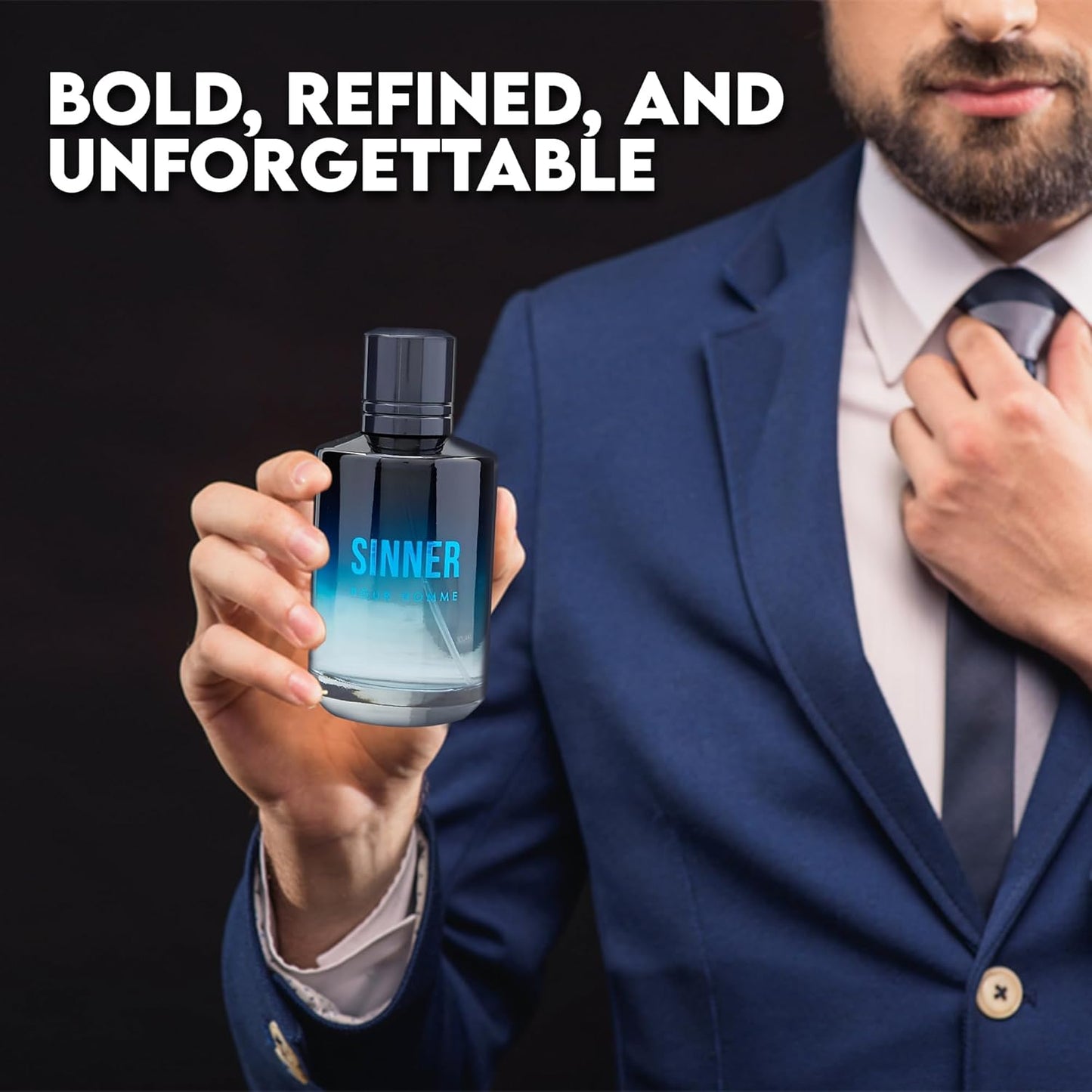 Sinner Sensual Woody Fragrance for Men | Long Lasting Cologne Aromatic Scent, Eau de Parfum Natural Spray - Great Holiday Gift, 3.4 Fl Oz/100 Ml