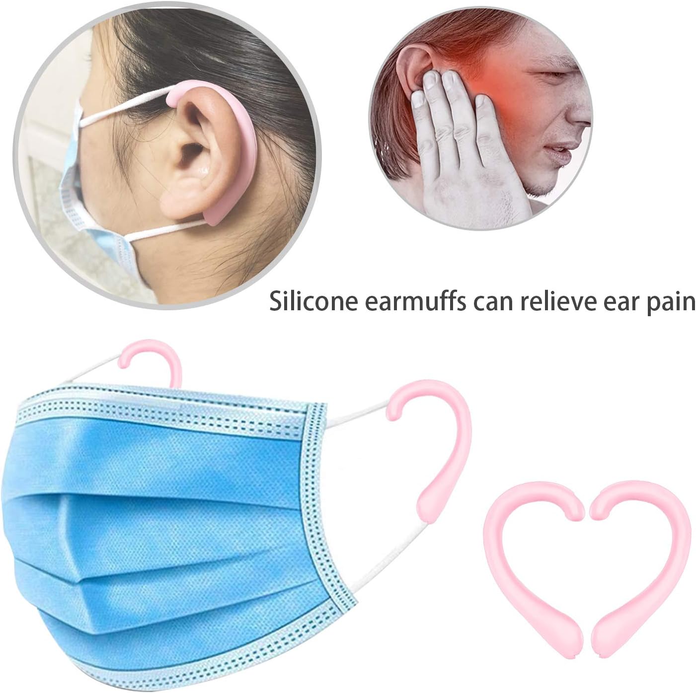 Ear Protectors Anti-Slip Silicone Soft Earloop Relieve Ear Discomfort Silicone Earmuffs