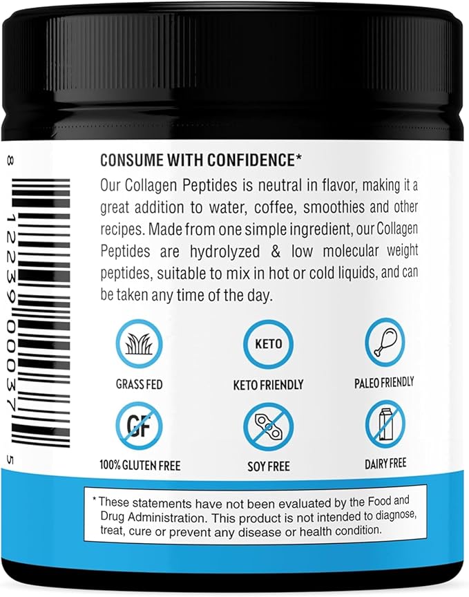 Sandhu's Collagen Peptides Powder|4.9 oz Unflavored| Grass-Fed Hydrolyzed Bovine Collagen | Supports Youthful Skin, Hair, Nails, Mobility, Flexibility, & Bone Health