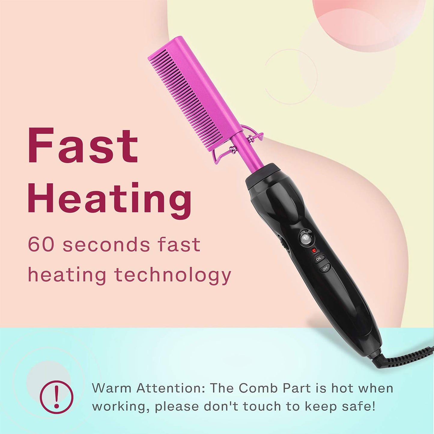 Electric Hot Comb Hair Straightener Heat Pressing Comb Curling Flat Iron Curler Hair Straightener Brush for Natural Black,Anti-Scald Beard Straightening Electric Press Comb