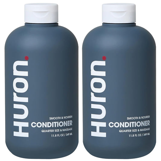 Huron Men’s Conditioner - Lightweight, Hydrating Conditioner - Eliminates Frizzy Hair, Moisturizes, & Restores Shine - Clean & Invigorating Scent - 100% Vegan Ingredients & Cruelty-Free - 11.8 Fl Oz (2 Pack)