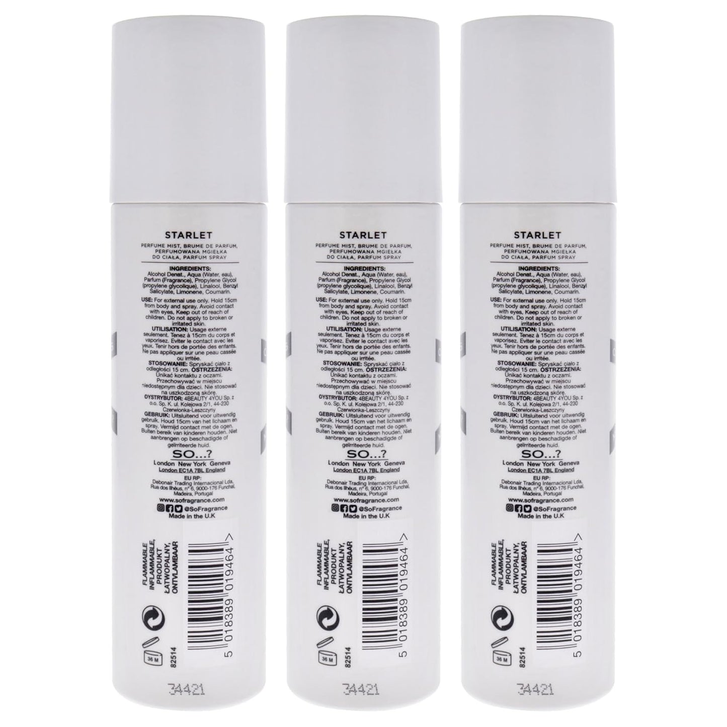 So...? Starlet Perfume Mist for Women - 4.7 oz Mist - Pack of 3