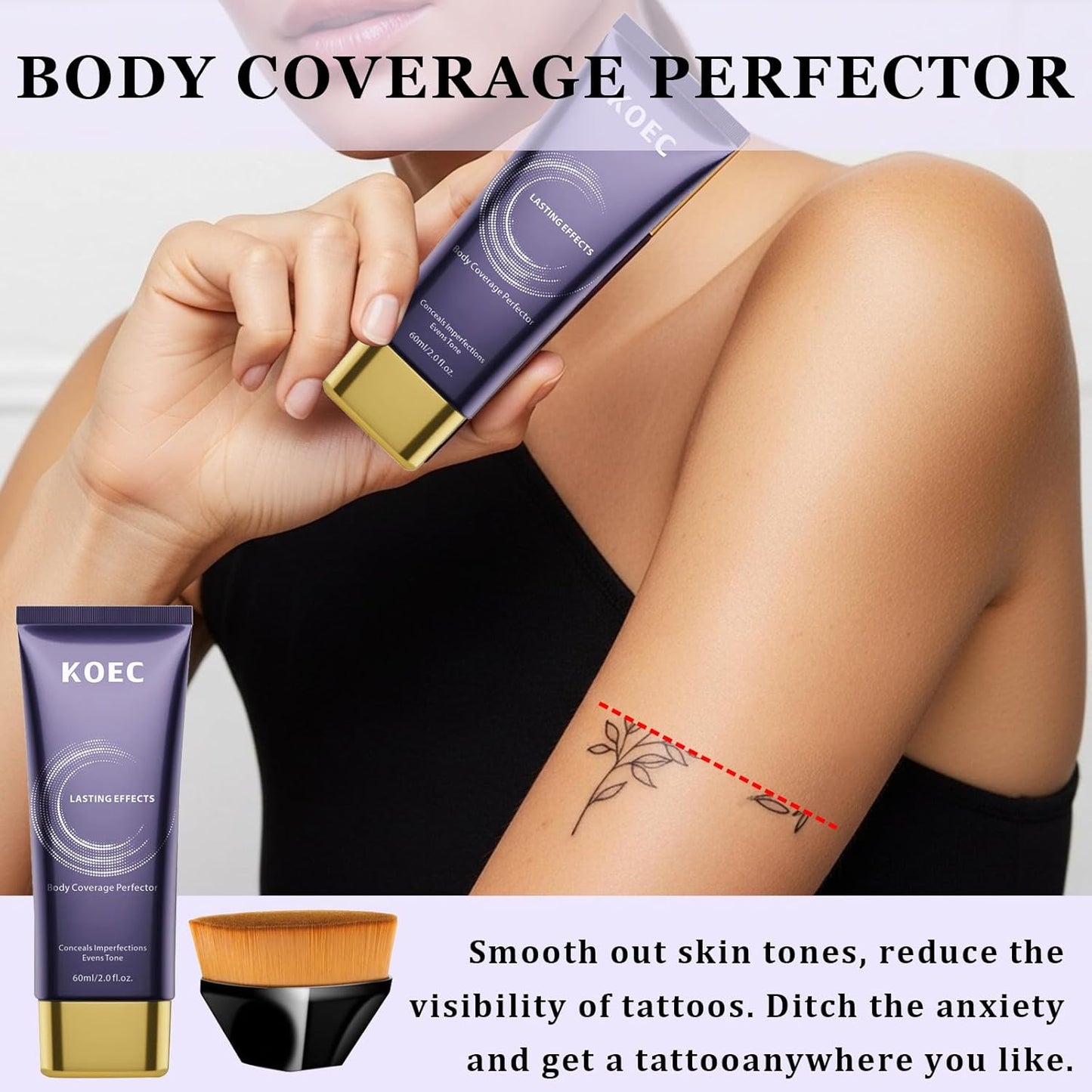Body Makeup Waterproof No Transfer - All Over Complexion Perfector, Leg Makeup for Blurring Scars,Body Coverage Perfector Skin-Friendly,Tattoo Cover UP Natural Radiant and Lasting (Brush Included)