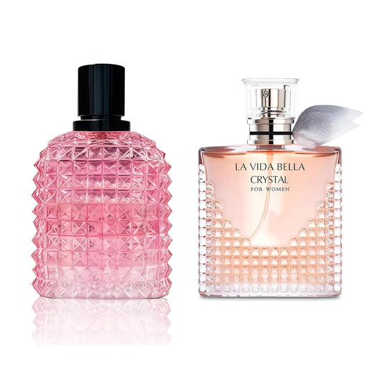 Women's Perfume Set - 2 Pack Eau de Parfum Spray 3.4 Oz Each | Floral Jasmine & Sweet Vanilla with Bergamot & Woody Notes | Long Lasting Original Scent Gift Set for Women (MilaWR&LaviCrystal)