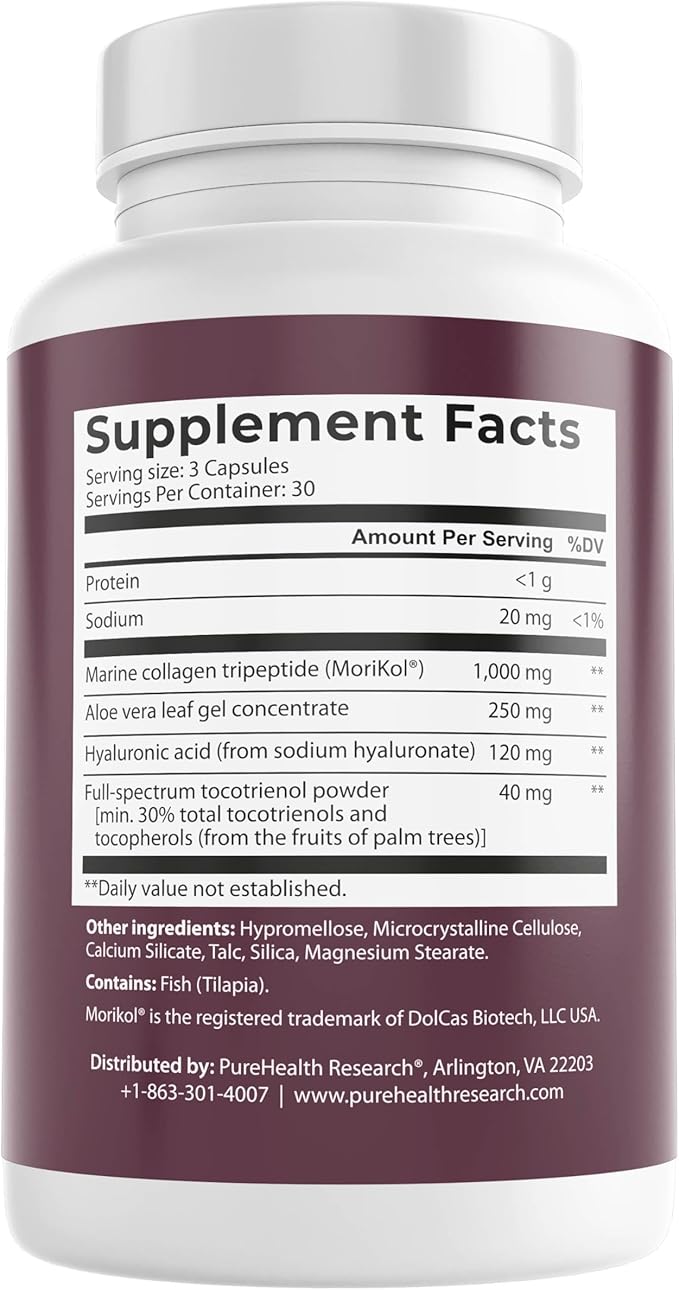 Marine Collagen and Hyaluronic Acid Supplements, Aloe Vera Leaf Gel and Vitamin E Collagen Peptides Pills–Collagen Supplements With Hyaluronic Acid for Hair Skin Nails-90 Collagen Caps