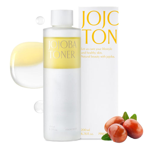 PINKWONDER USDA Organic 100% pure Jojoba oil toner | Hydrating Essence for Skincare | Korean Facial Toner with Jojoba Oil & Wild Strawberry Leaf Extract (6.76oz)