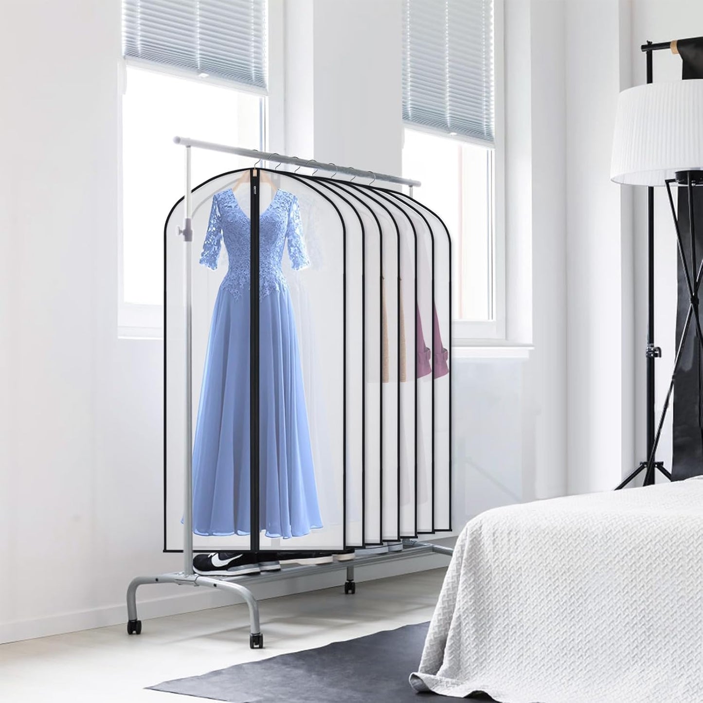 Kntiwiwo Garment Bags Clear Suit Bag for Closet Storage (60"12pcs-Black Edges)