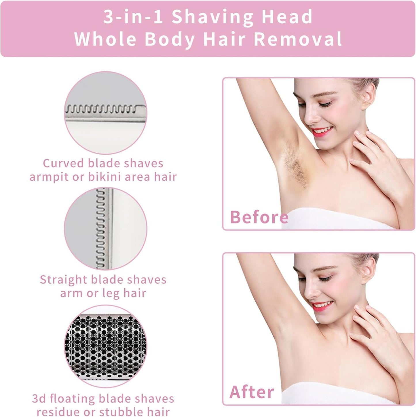 Wet & Dry Electric Razor for Women Men,4 in 1 Rechargeable Led Display Electric Shaver and Facial Hair Remover,Painless Ladies Body Razors for Nose Face Body Leg Bikini Arm Hair