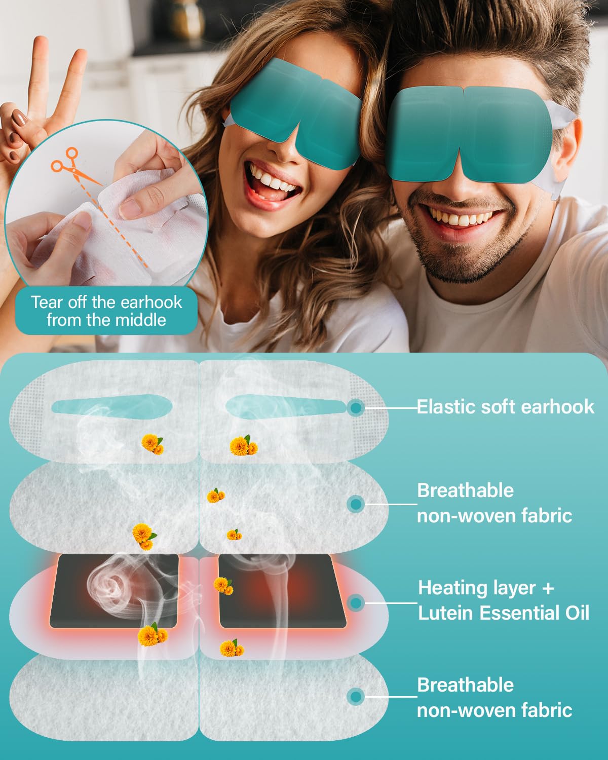 16 Packs Lutein Steam Eye Masks for Dry Eyes Self Heated Disposable Sleep Mask Soothing Headache Relief Dry Eye,Hot Warm Compress for Stress Relief Relief Eye Fatigue, Spa Items Travel Essentials