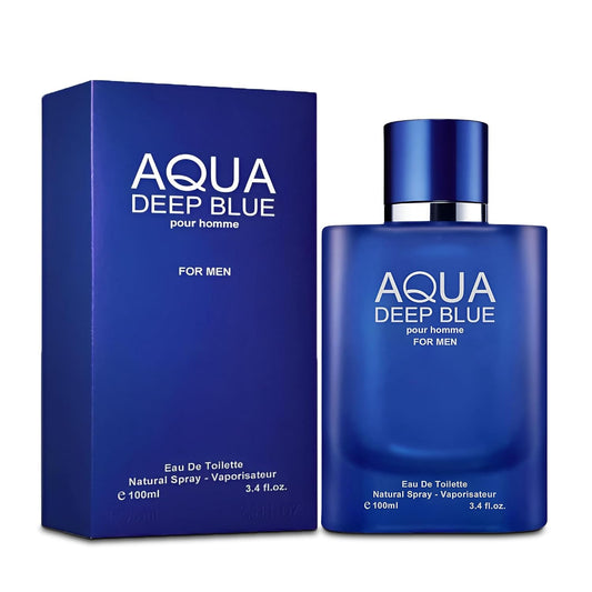 Aqua Deep Blue Cologne for Men Natural Spray Perfume Classic Scent Wonderful Father's Day Gift Eau De Toilette for Daily Use 3.4 Fluid Ounce