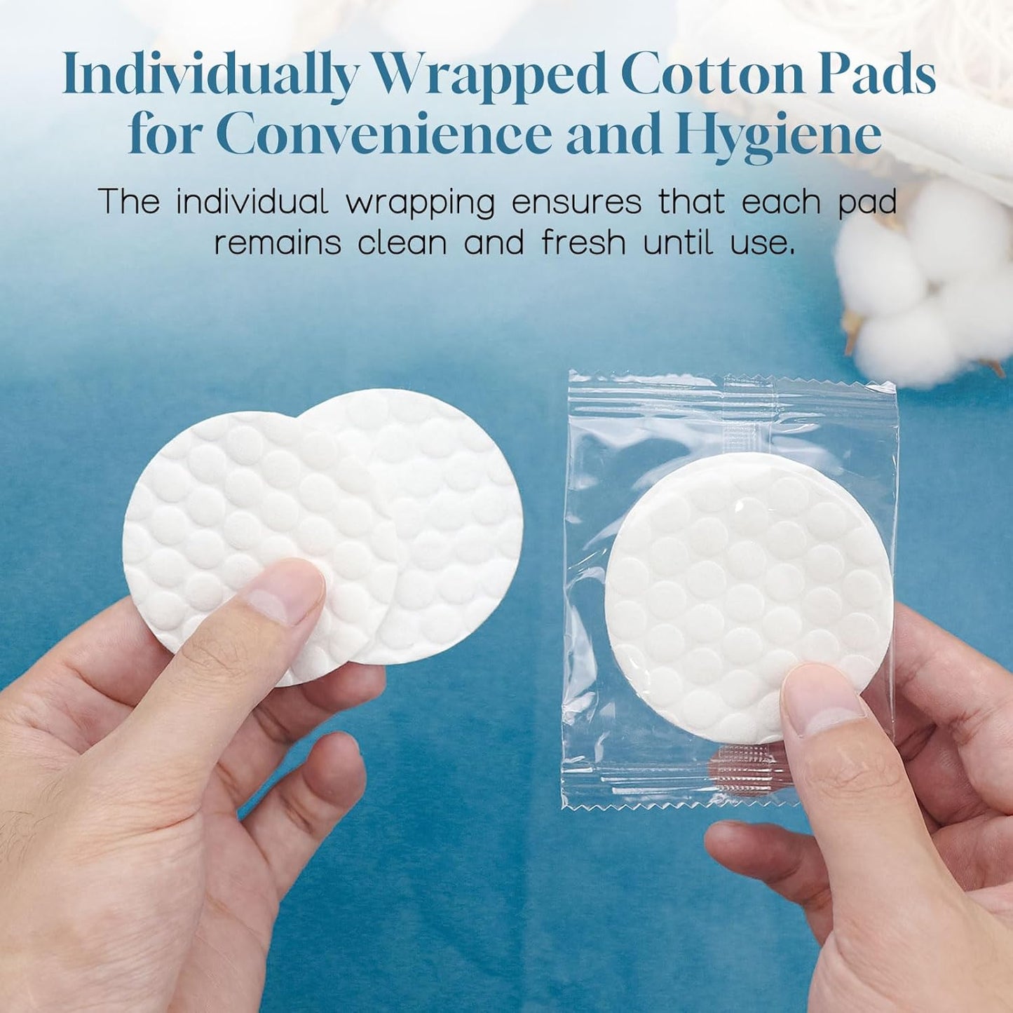Travel Size Cotton Rounds Individually Wrapped Cotton Rounds Bulk Makeup Cotton Pads Soft for Most Skin Types Personal Care Kit Hotel Amenities (2 Pcs/Set, 200 Sets in Total)