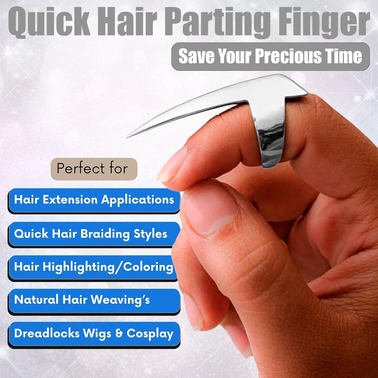 Stainless Steel Stitch Braid Tool & Ring - Quick Hair Parting for Durable Dreadlocks, Wig & Human Hair Extensions Braiding (Silver)