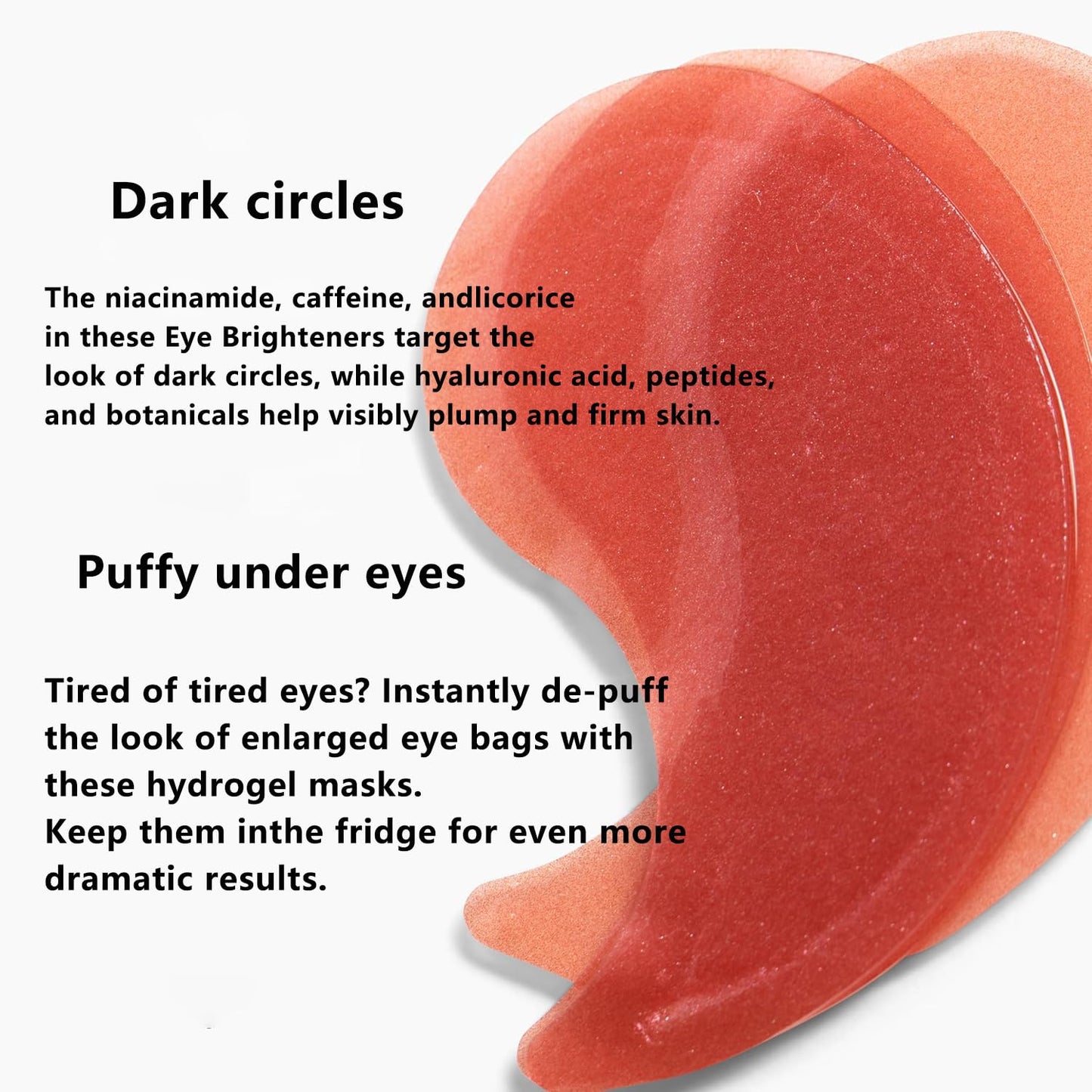 Brightening Eye Masks - Caffeine Eye Masks for Dark Circles and Puffiness with Hyaluronic Acid, Eye Patches for Puffy Eyes, 30 Pairs