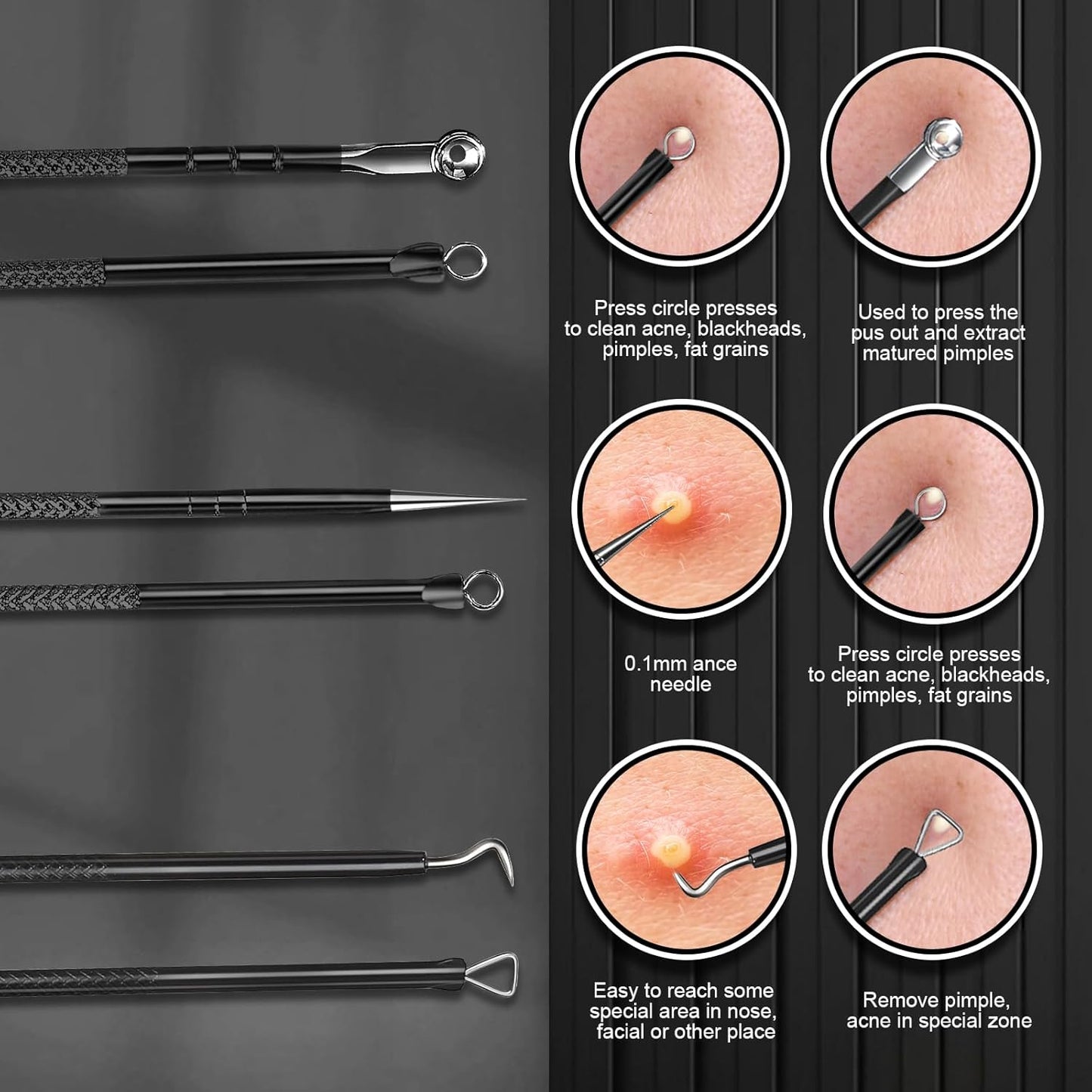 Teenitor Blackhead Remover Tools and Pimple Popper Tool Kit, 9 Pcs Stainless Steel Black Head Remover for Face Tool Comedone Extractor Tool for Blackhead, Pimple, Ance, Whitehead, Facial Hair