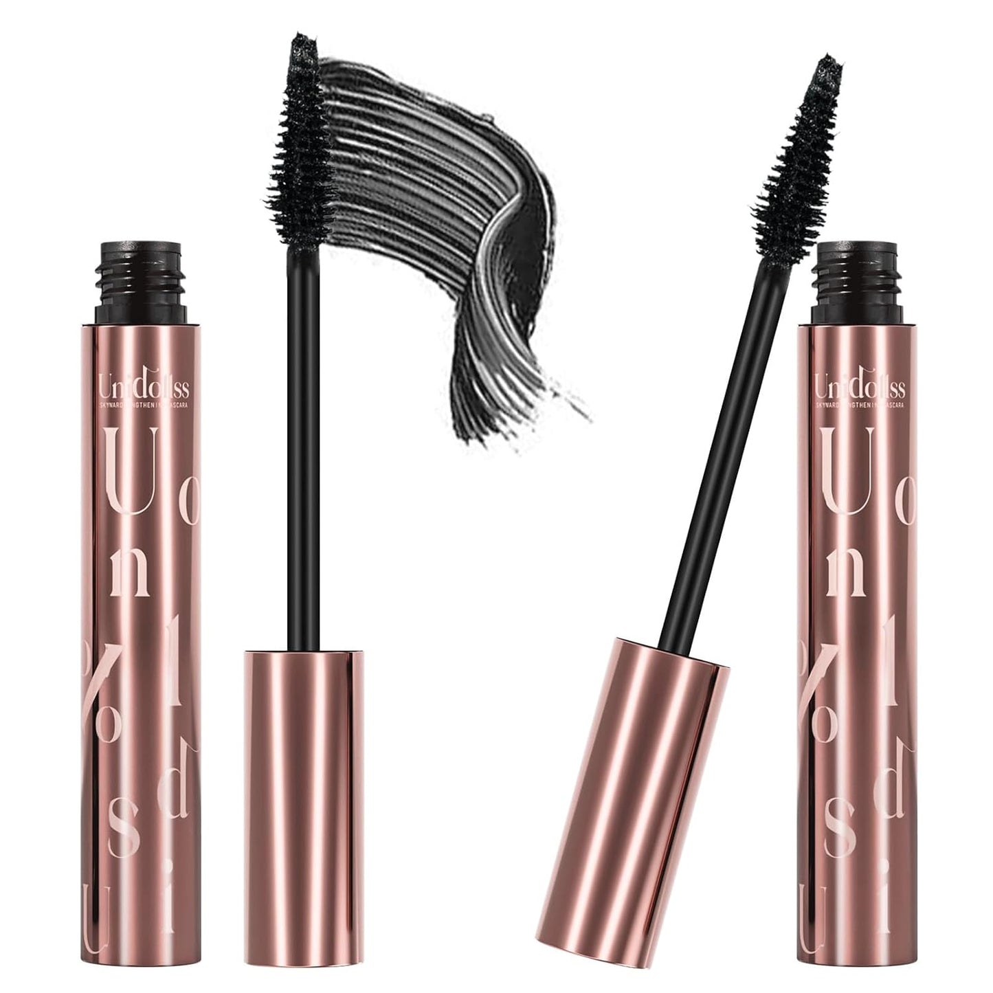 Unidollss Tubing Mascara Volume and Length Black Mascara Lengthening Long Lasting All Day, No Smudging, No Clumping, Washable Voluminous, Gluten-free Safe for Sensitive Eyes, 2 Pack