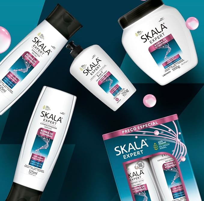 Skala Expert Bomba de Vitaminas, SOS Fortalecimento dos Fios, Brazilian Hair Vitamin Treatment 35.2Oz