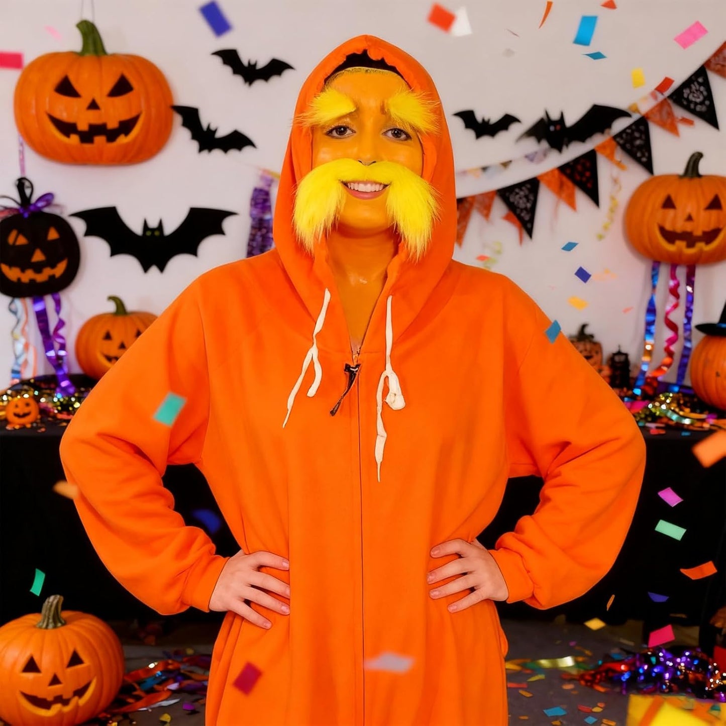 Mysense Orange Face Body Hair Paint Stick,Water Based Washable Temporary Hair Color,Non-toxic Cream Body Paint for Halloween Costume Pumpkin Cosplay Makeup,0.5oz