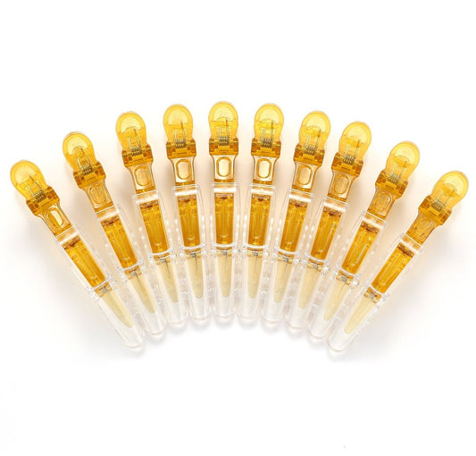10pcs/set Multicolor Croc Alligator Clips - Transparent Plastic Hair Styling Sectioning Barrettes Professional Non Slip Salon DIY Accessories Hairpins (10pcs-Gold)