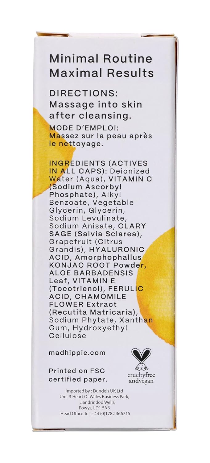 Mad Hippie Vitamin C Serum for Face with Hyaluronic Acid, Vitamin E & Ferulic Acid - Vitamin C Face Serum for Women/Men, Skin-Brightening Serum, 1.02 Fl Oz (Pack of 2)
