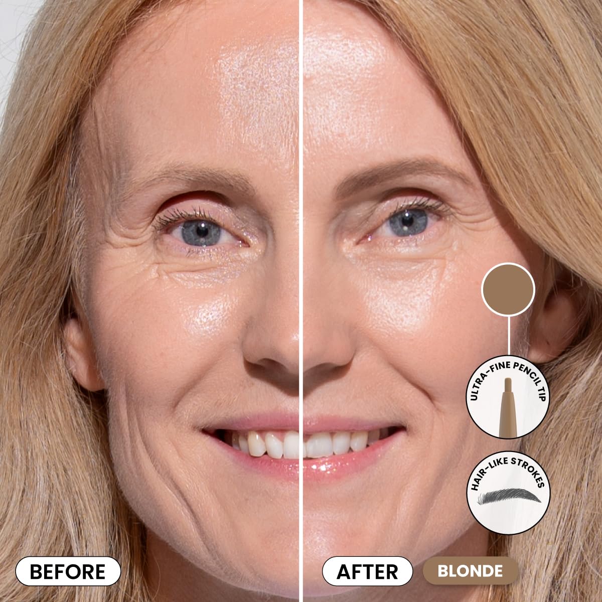 Prime Prometics PrimeBrow Pencil for Mature Women – Ultra-Precise Tip for Natural, Hair-Like Strokes – Smudge-Proof & Long-Lasting Wear – Great for Thinning, Sparse, or Graying Brows (Blonde)