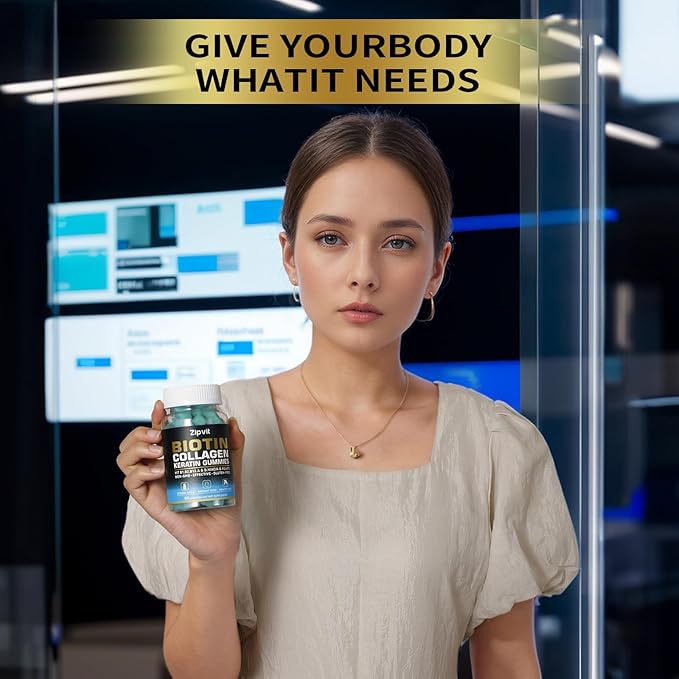 Biotin Collagen Gummies – Hair Skin and Nails Vitamins for Women & Men – Hair Growth Vitamins: B1, B2, B3, B6, B7, Collagen, Keratin, Vitamin A & D – Hair Growth Supplement – 60 Gummy Bears