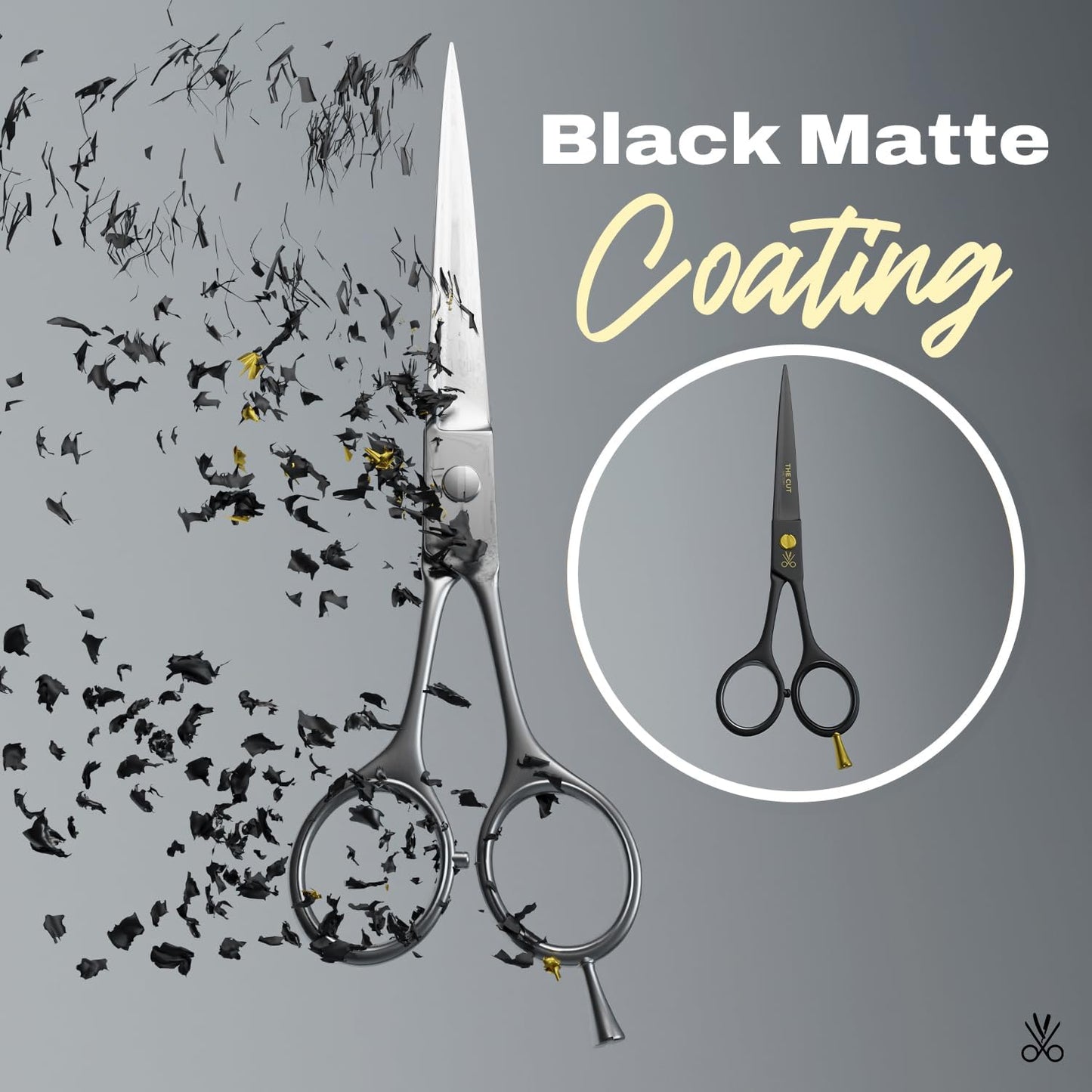 The Cut Factory® 6.5” Matte Black Luxury Hair Scissors – Ultra-Sharp High Carbon Steel Barber Shears for Men, Women & Kids – Gift-Boxed with Leather Pouch – Precision Cutting for Salon & Home