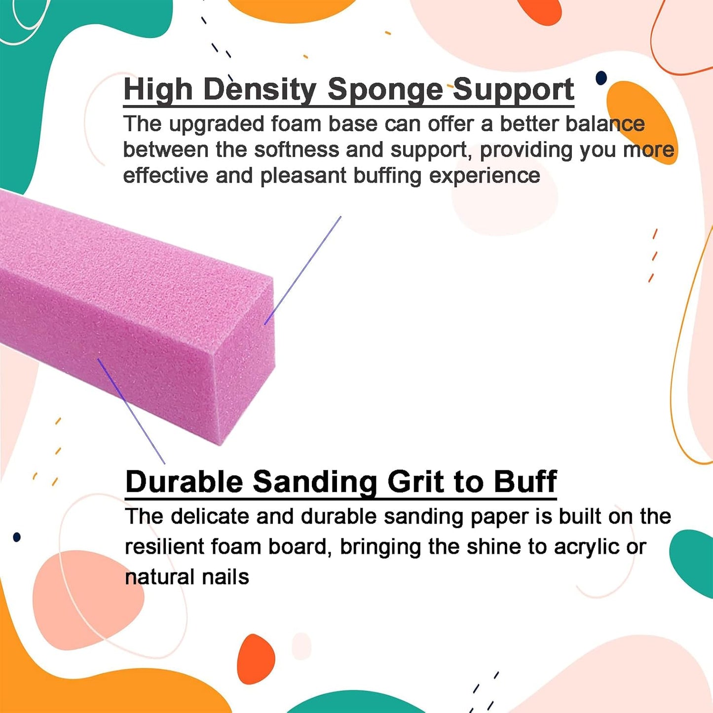 10 Pcs Nail Buffer Block for Acrylic and Natural Nails, 4 Sided Sanding Buffers for Gel Nails Fingernail Shine Buffing Filer Set, Professional Manicure Polisher Buffer Bulk Medium Grit (Pink)