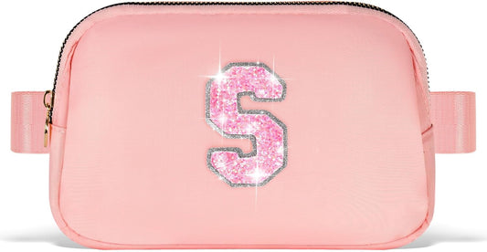 Gifts for Girls Teens Kids - Birthday Gifts for Daughter Sister Her,Teen Girl Essentials,Travel Essentials,Cute Teen Trendy Stuff Waist Packs Belt Bag Crossbody Bag | Peach,Initial S