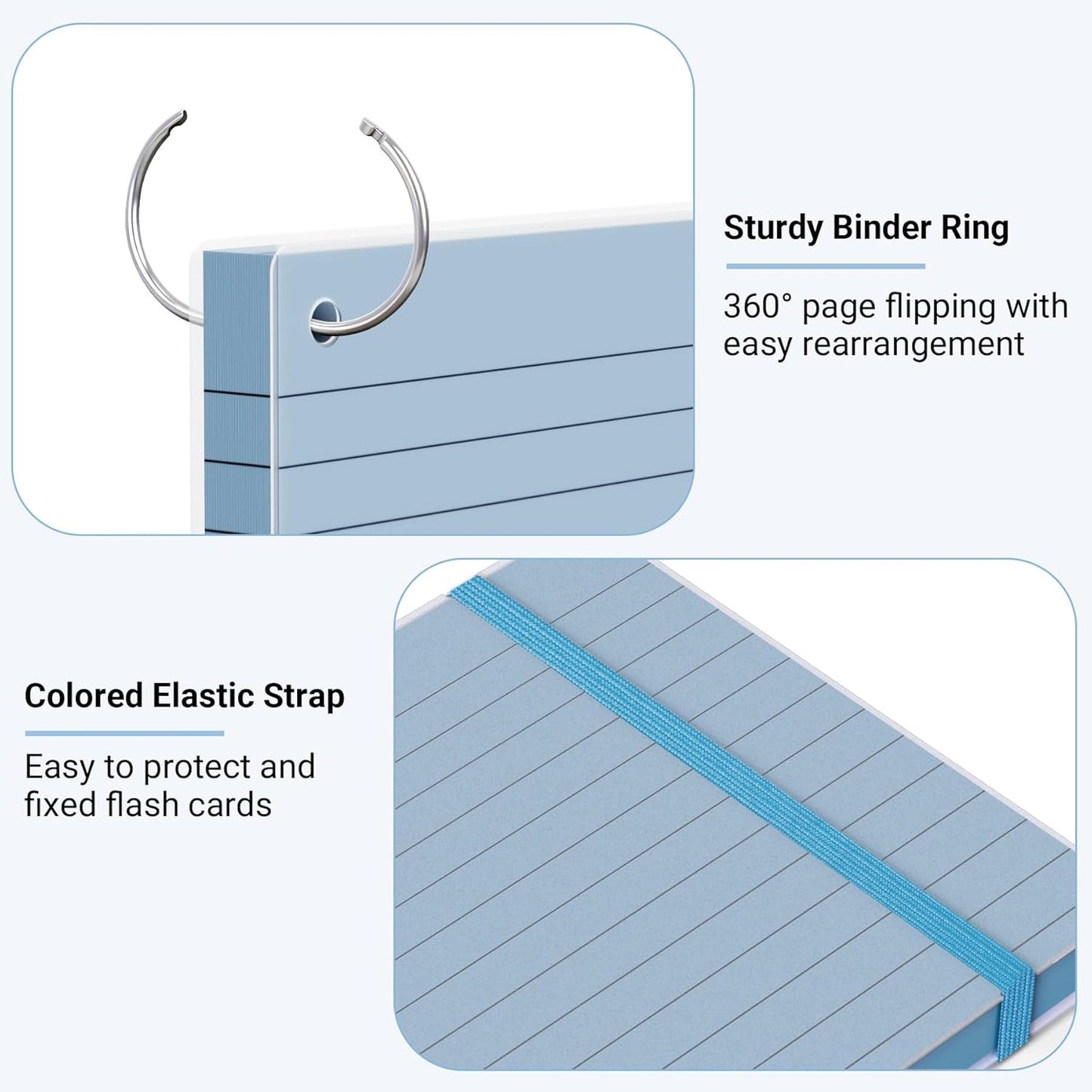 HAUTOCO Colored Index Cards 4x6 Inch 200 PCS Flash Cards with Ring Ruled Notecards with Waterproof Covers Flashcards for Studying Learning School College, 4 Colors