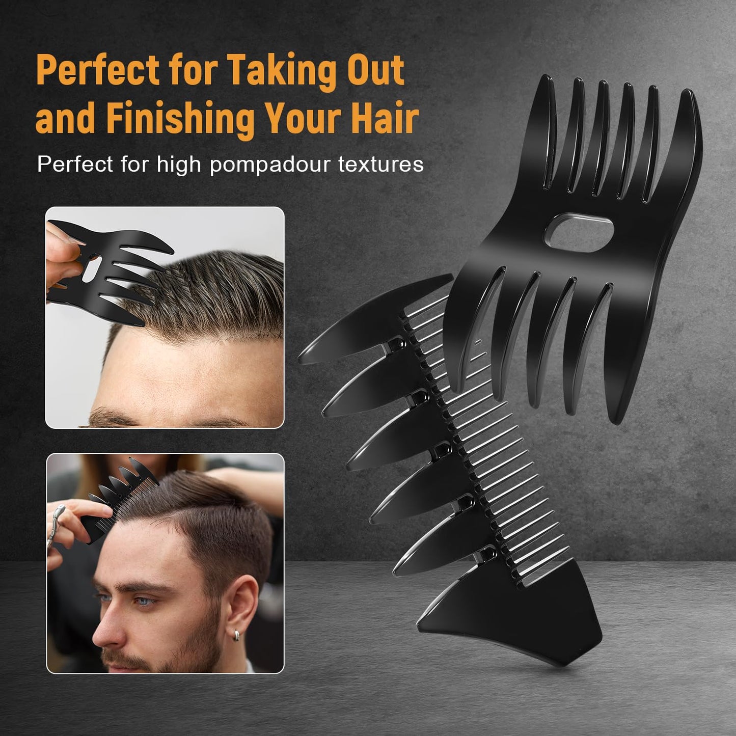 Men's Hair Styling Combs and Brush Set - Roller Brush for Adding Volume, Pompadour, Slicked-back, Fauxhawk, Undercut Styling Combs