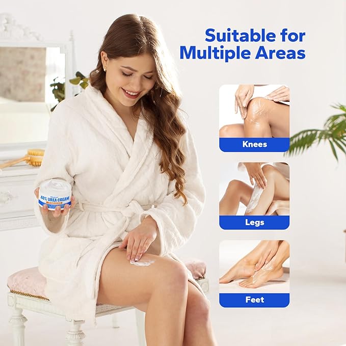 Urea Cream 40% + Salicylic Acid 2%, Urea Foot Cream with Jojoba Oil, Avocado Oil, and Aloe Vera for Foot Dry Cracked Heels, Knees, Elbows, Hands Repair Treatment, Deep Moisturizes Skin