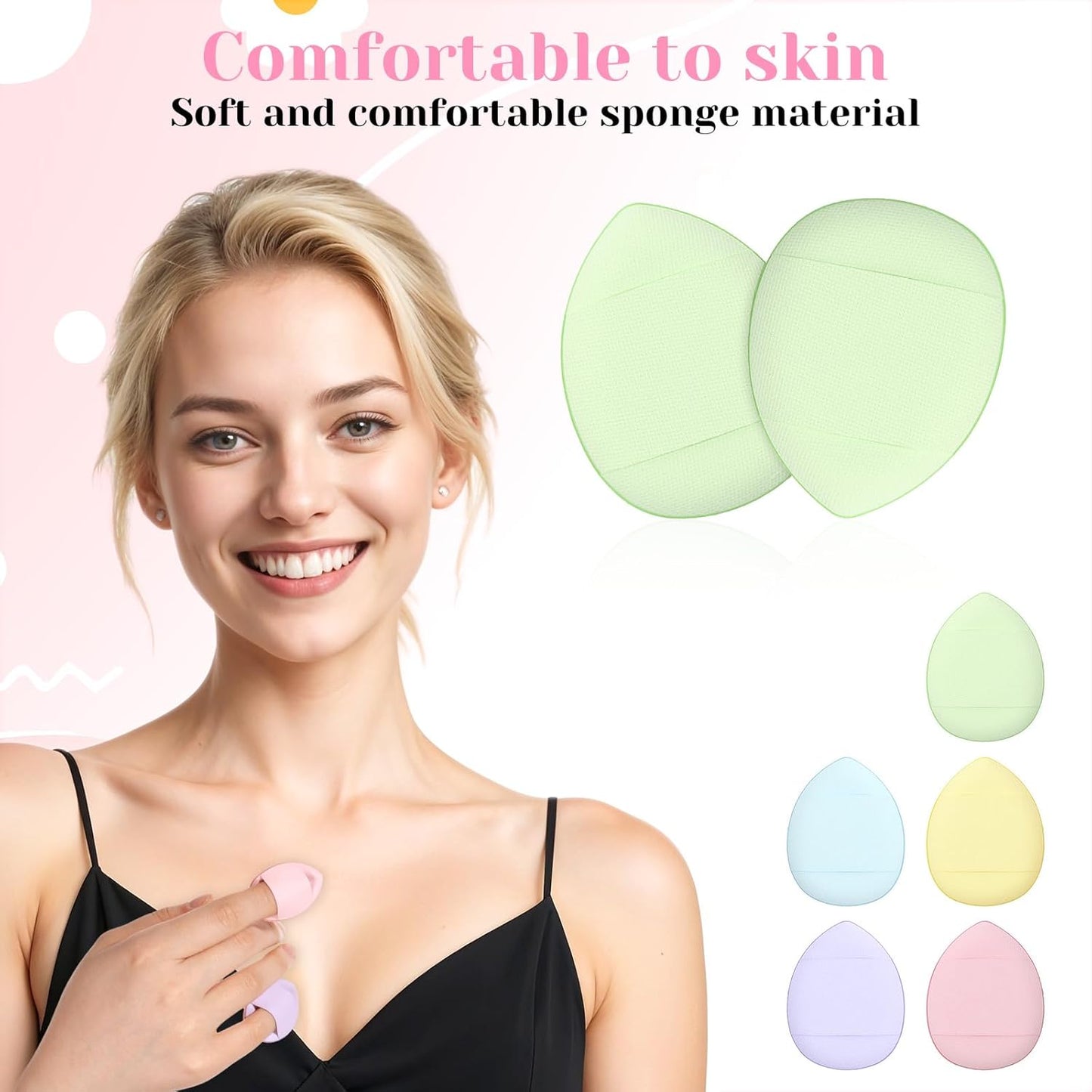 Giantree 40Pcs Mini Makeup Puff, Mini Finger Powder Puff, Triangle Makeup Puff for Foundation Setting Sponge Powder Puff, Cushion Puff for Women Girls and Makeup Cosmetic Setting Wet Dry