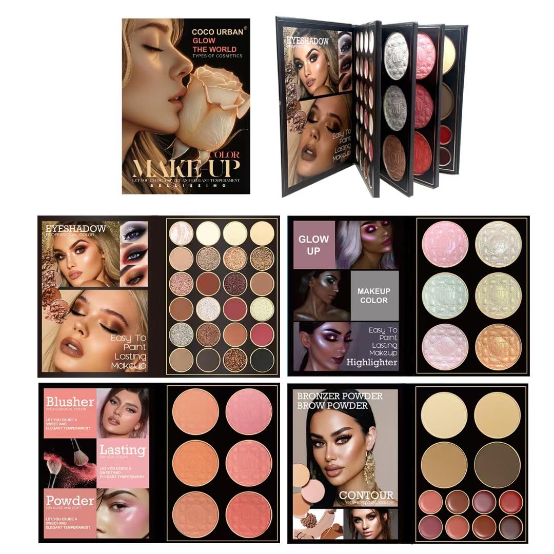 All In One Makeup Gift Kit - Ultimate Color Combination for Women Full Kit 48 Eyeshadow, 12 Lip Gloss, 6 Blusher, 6 Concealer, 6 Highlighter, 78 Colors Makeup Palette Cosmetics Kit (A)