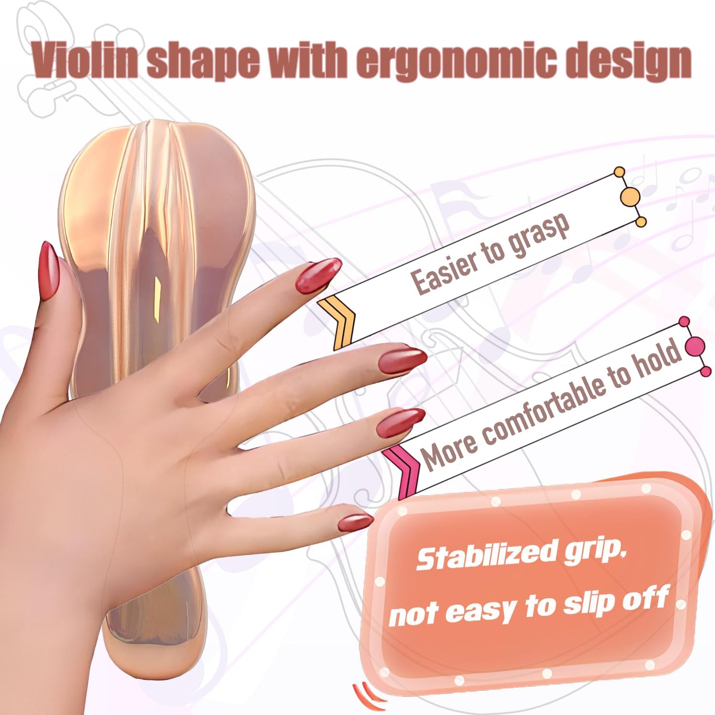 WYNK Hair Brush Detangler for Adults & Kids，Detangling Comb Hair Styling Tools & Appliances for Natural/Wavy/Curly/Coily/Wet/Dry/Oil/Thick/Straight/Long Hair (Champagne Gold Electroplate)