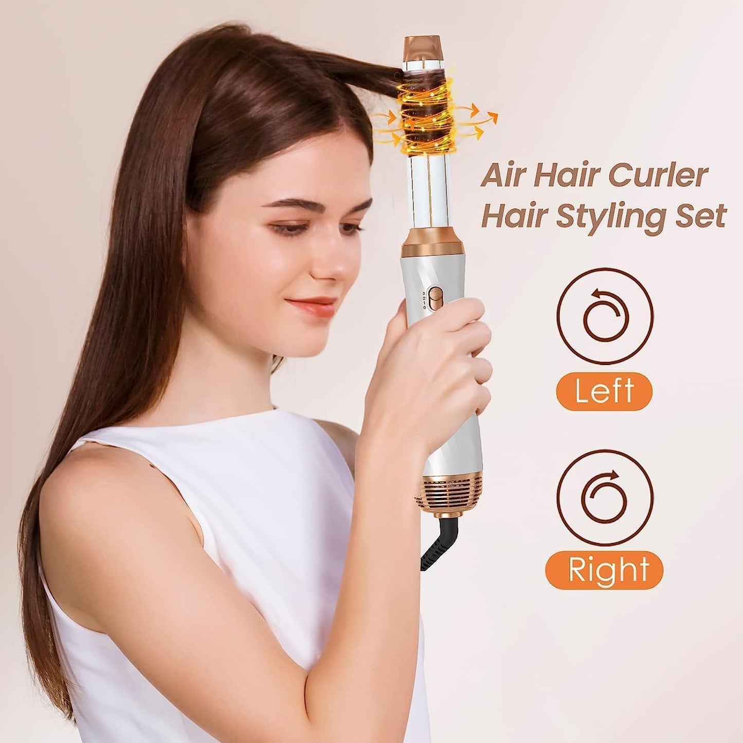 6 in 1 Hair Dryer Brush, Upgrade Detachable Blow Dryer Brush Air Styler Wrap Air Curler, Curly Twist Hot Curling Iron, Negative Ion Blow Dryer Hot Styler, Travel Hair Styling Tool