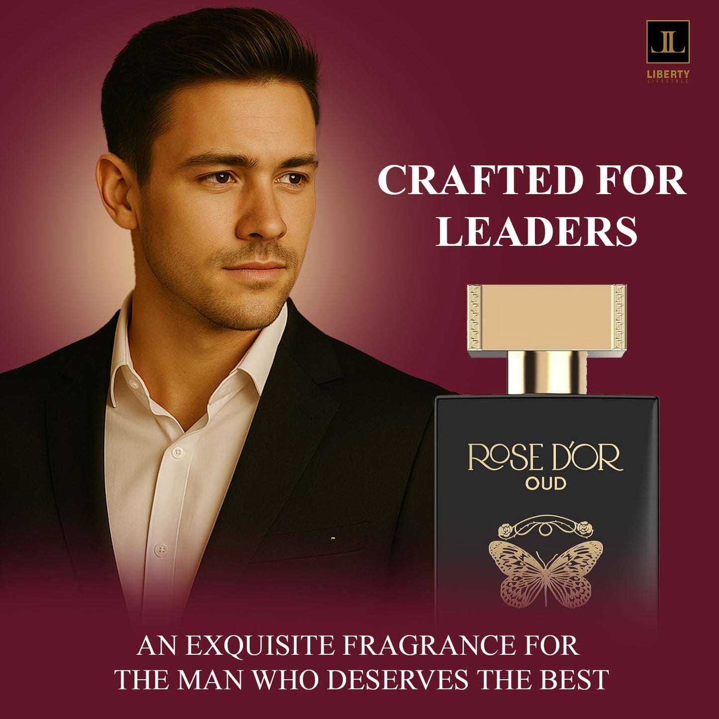 Liberty Oud Eau de Parfum for Men, 3.4 Oz,Rose Dyor Anniversary Edition, Luxury Woody Oud Perfume with Premium Scent for All-Day Freshness, Perfume for men, arabian,perfumes arabes para hombres